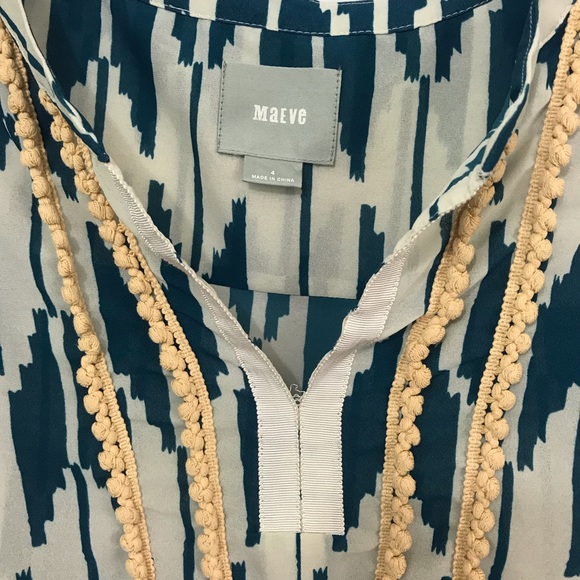 ANTHROPOLOGIE MAEVE SZ 4 AZTEC BLOUSE TUNIC - Picture 3 of 5